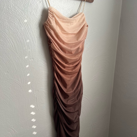 Aldine Midi Dress - Ombré Mesh Bodycon Dress in Chocolate - Picture 2 of 5
